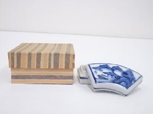 京焼　染付扇面　香合